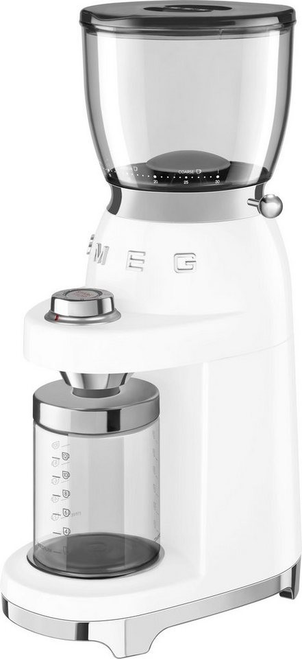 آسیاب قهوه اسمگ ایتالیا مدل SMEG CGF01WHEU | رنگ سفید | طراحی رترو با تیغه استیل مخروطی